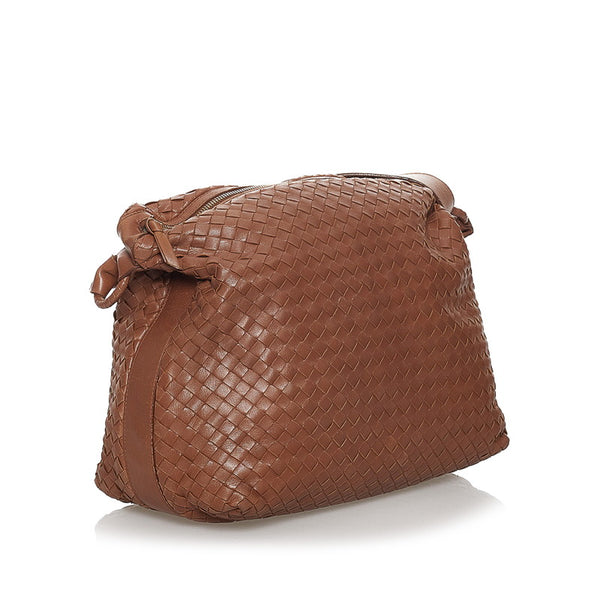 ボッテガヴェネタ イントレチャート ハンドバッグ ショルダーバッグ 2WAY ブラウン レザー レディース BOTTEGAVENETA 【中古】