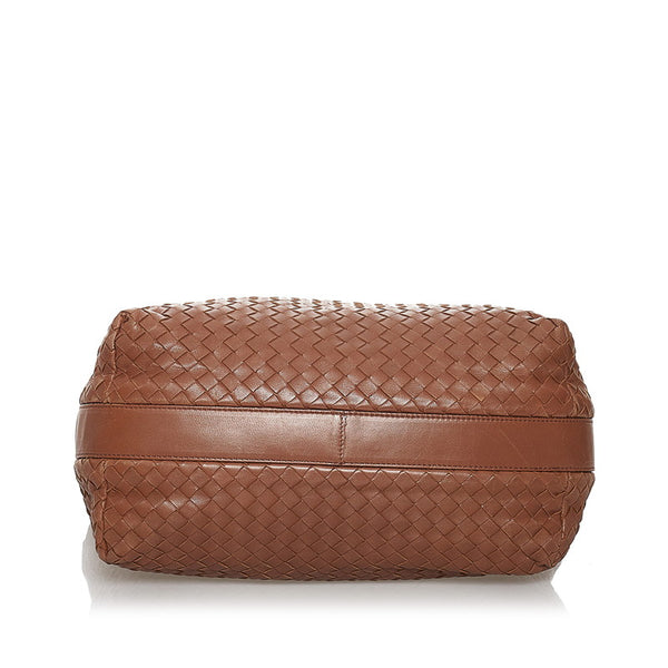 ボッテガヴェネタ イントレチャート ハンドバッグ ショルダーバッグ 2WAY ブラウン レザー レディース BOTTEGAVENETA 【中古】