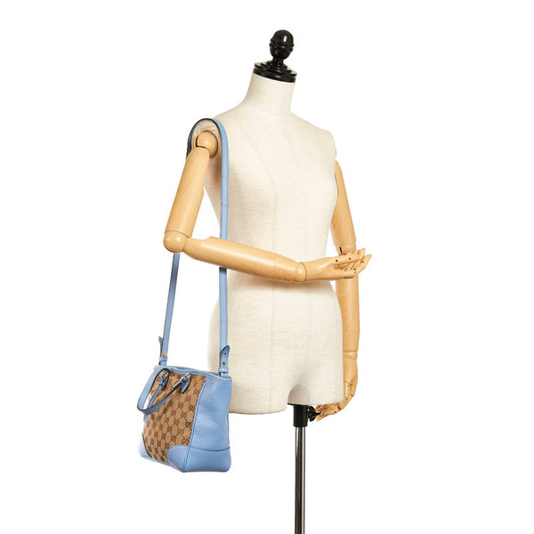 グッチ ブリー GGキャンバス ハンドバッグ ショルダーバッグ 2WAY 449241 ライトブルー ベージュ キャンバス レザー レディース GUCCI 【中古】