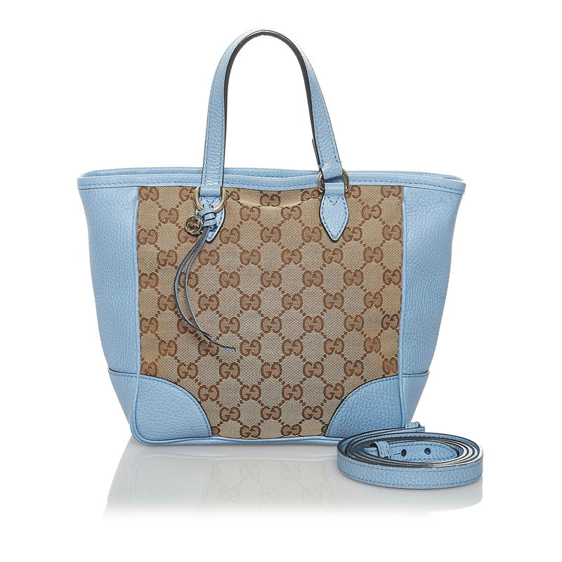 グッチ ブリー GGキャンバス ハンドバッグ ショルダーバッグ 2WAY 449241 ライトブルー ベージュ キャンバス レザー レディース GUCCI 【中古】
