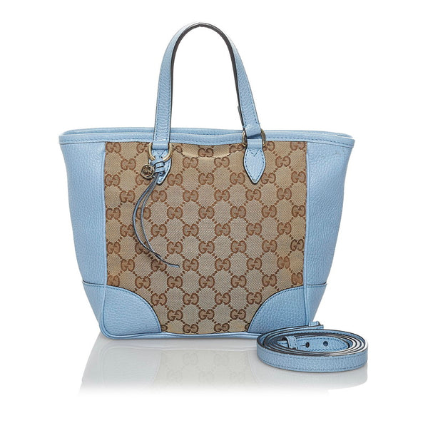 グッチ ブリー GGキャンバス ハンドバッグ ショルダーバッグ 2WAY 449241 ライトブルー ベージュ キャンバス レザー レディース GUCCI 【中古】