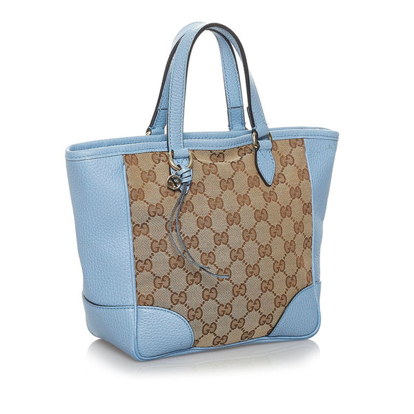 グッチ ブリー GGキャンバス ハンドバッグ ショルダーバッグ 2WAY 449241 ライトブルー ベージュ キャンバス レザー レディース GUCCI 【中古】