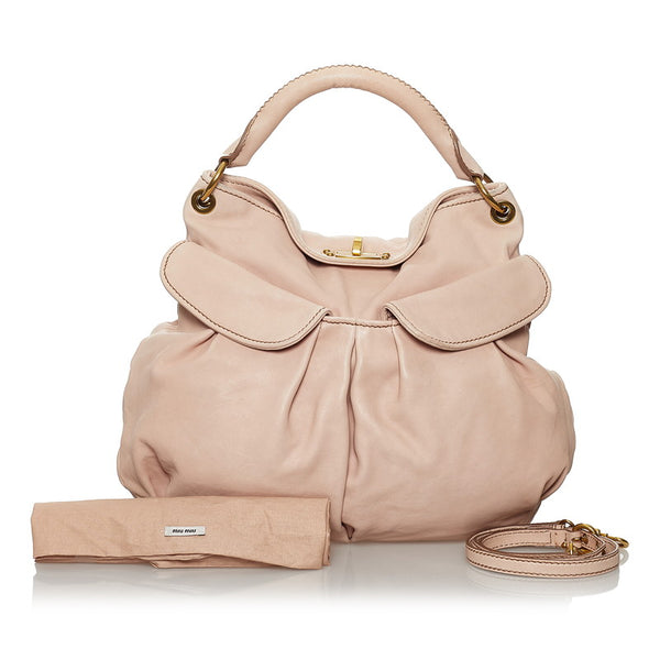 ミュウミュウ ハンドバッグ ショルダーバッグ 2way ライトピンク レザー レディース MIUMIU 【中古】