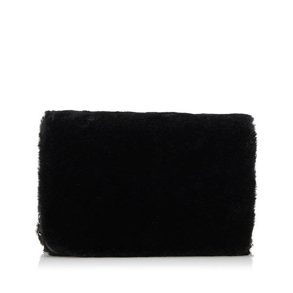 シャネル ココマーク チェーン ウォレット ミニショルダーバッグ ブラック ラビットファー レディース CHANEL 【中古】