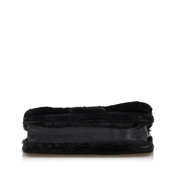 シャネル ココマーク チェーン ウォレット ミニショルダーバッグ ブラック ラビットファー レディース CHANEL 【中古】