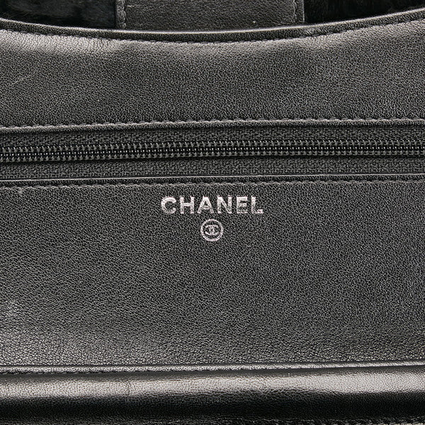 シャネル ココマーク チェーン ウォレット ミニショルダーバッグ ブラック ラビットファー レディース CHANEL 【中古】