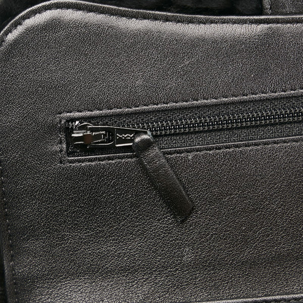 シャネル ココマーク チェーン ウォレット ミニショルダーバッグ ブラック ラビットファー レディース CHANEL 【中古】