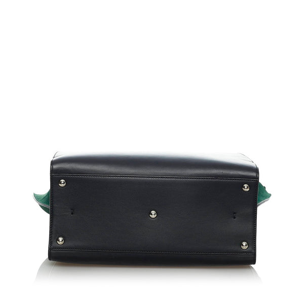 フェンディ トロワジュール ハンドバッグ ショルダーバッグ 2WAY 8BH279 ブラック グリーン レザー スウェード レディース FENDI 【中古】