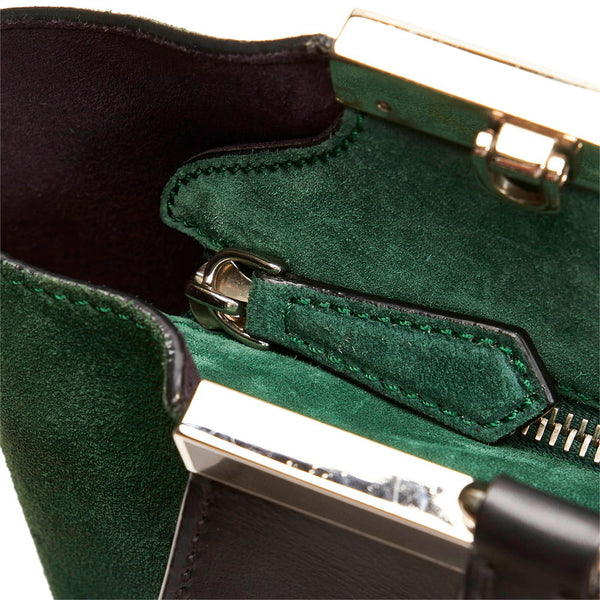 フェンディ トロワジュール ハンドバッグ ショルダーバッグ 2WAY 8BH279 ブラック グリーン レザー スウェード レディース FENDI 【中古】
