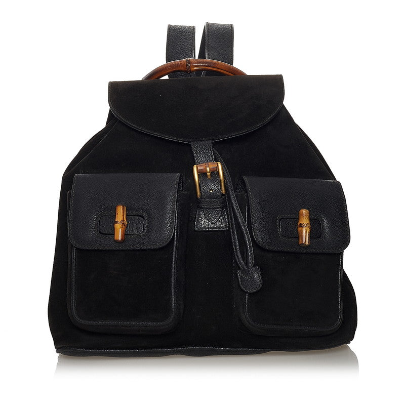 グッチ バンブー リュック バックパック 003 2058 ブラック スウェード レザー レディース GUCCI 【中古】