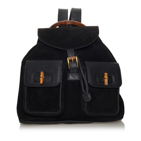 グッチ バンブー リュック バックパック 003 2058 ブラック スウェード レザー レディース GUCCI 【中古】