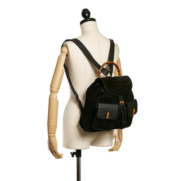 グッチ バンブー リュック バックパック 003 2058 ブラック スウェード レザー レディース GUCCI 【中古】