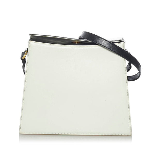 サルヴァトーレフェラガモ バイカラー 斜め掛け ショルダーバッグ ホワイト ブラック レザー レディース Salvatore Ferragamo 【中古】