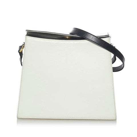 サルヴァトーレフェラガモ バイカラー 斜め掛け ショルダーバッグ ホワイト ブラック レザー レディース Salvatore Ferragamo 【中古】