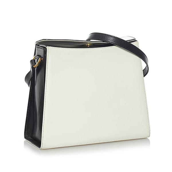 サルヴァトーレフェラガモ バイカラー 斜め掛け ショルダーバッグ ホワイト ブラック レザー レディース Salvatore Ferragamo 【中古】