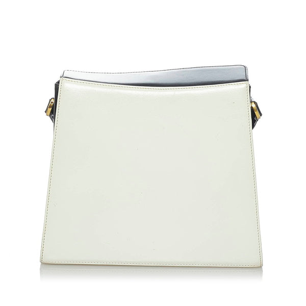 サルヴァトーレフェラガモ バイカラー 斜め掛け ショルダーバッグ ホワイト ブラック レザー レディース Salvatore Ferragamo 【中古】