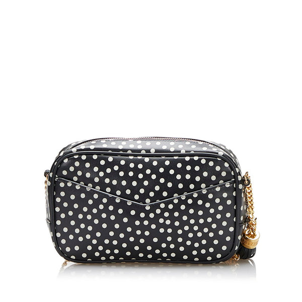 サンローラン ドット 水玉 斜め掛け チェーン ショルダーバッグ  612563 ブラック PVC レザー レディース SAINT LAURENT 【中古】