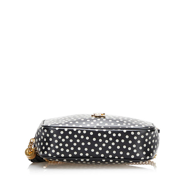 サンローラン ドット 水玉 斜め掛け チェーン ショルダーバッグ  612563 ブラック PVC レザー レディース SAINT LAURENT 【中古】