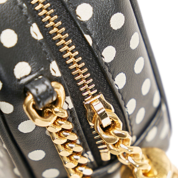 サンローラン ドット 水玉 斜め掛け チェーン ショルダーバッグ  612563 ブラック PVC レザー レディース SAINT LAURENT 【中古】