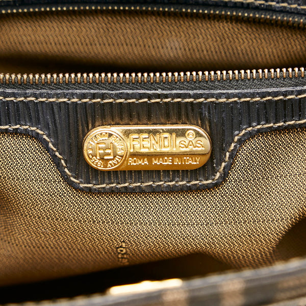 フェンディ ズッカ トートバッグ ショルダーバッグ ブラウン キャンバス レザー レディース FENDI 【中古】