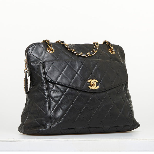 シャネル マトラッセ ココマーク チェーン ショルダーバッグ トートバッグ ブラック ゴールド ラムスキン レディース CHANEL 【中古】