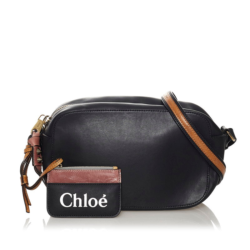 クロエ サム 斜め掛け ショルダーバッグ ブラック ブラウン レザー レディース Chloe 【中古】