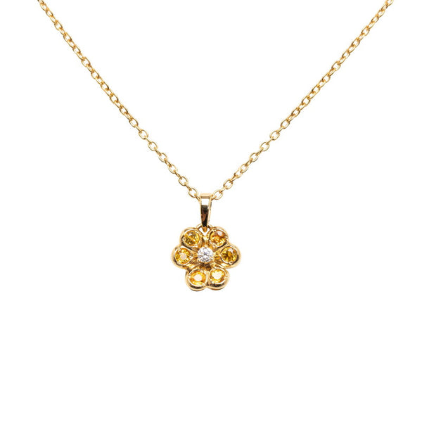 ディオール フラワー 花 モチーフ ダイヤ ネックレス K18YG イエローゴールド レディース Dior 【中古】