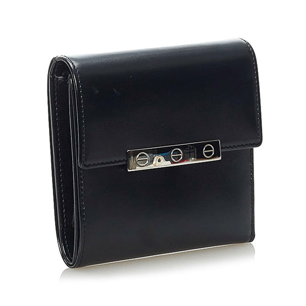 カルティエ ラブコレクション 三つ折り財布 ブラック レザー メンズ CARTIER 【中古】