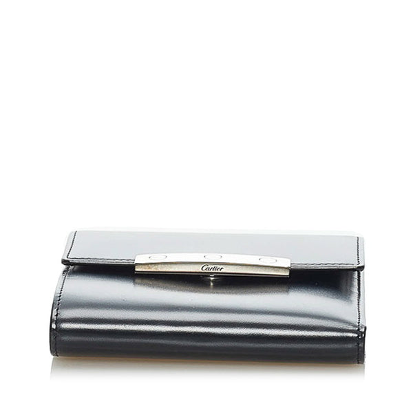 カルティエ ラブコレクション 三つ折り財布 ブラック レザー メンズ CARTIER 【中古】