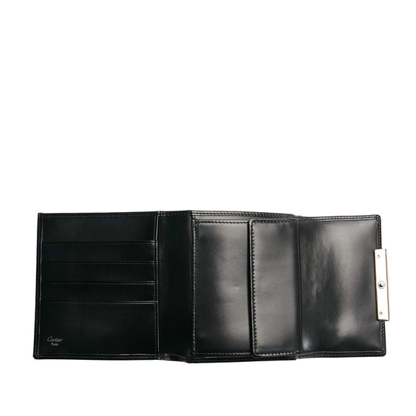 カルティエ ラブコレクション 三つ折り財布 ブラック レザー メンズ CARTIER 【中古】