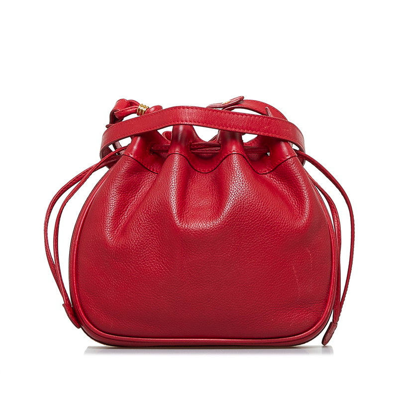 グッチ オールド 巾着 斜め掛け ショルダーバッグ  007 984 レッド レザー レディース GUCCI 【中古】