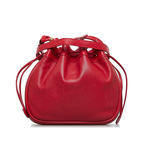 グッチ オールド 巾着 斜め掛け ショルダーバッグ  007 984 レッド レザー レディース GUCCI 【中古】