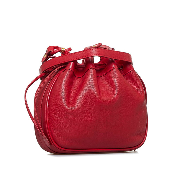 グッチ オールド 巾着 斜め掛け ショルダーバッグ  007 984 レッド レザー レディース GUCCI 【中古】