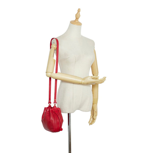 グッチ オールド 巾着 斜め掛け ショルダーバッグ  007 984 レッド レザー レディース GUCCI 【中古】