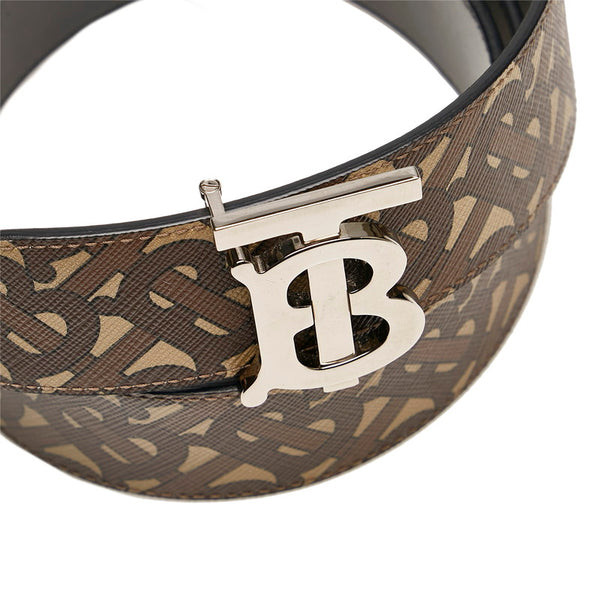 バーバリー モノグラム リバーシブル ベルト ブラウン ベージュ PVC レザー メンズ BURBERRY 【中古】