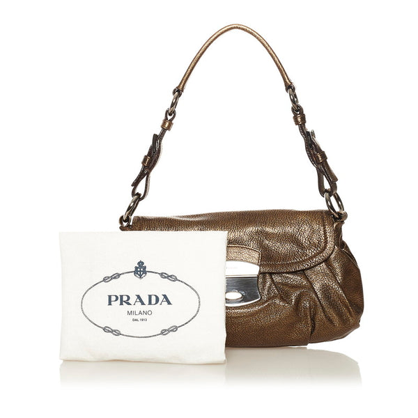 プラダ ワンショルダーバッグ ゴールド レザー レディース PRADA 【中古】