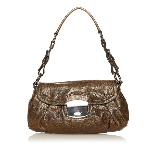 プラダ ワンショルダーバッグ ゴールド レザー レディース PRADA 【中古】