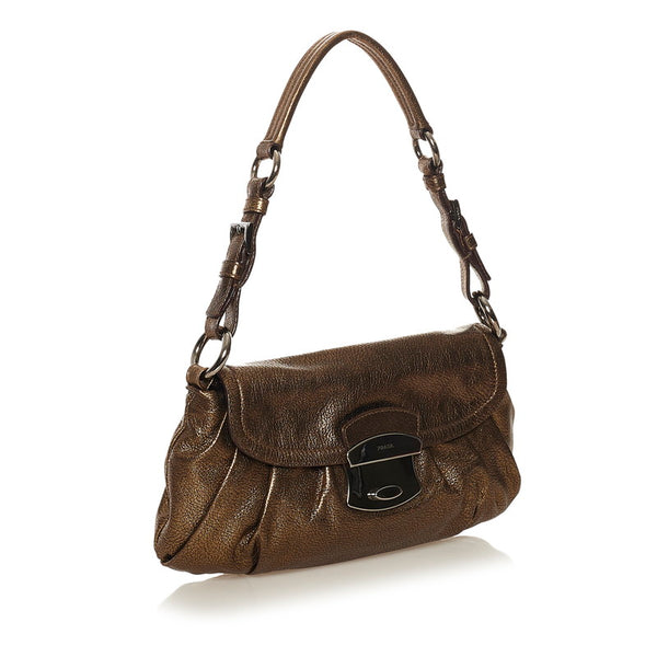 プラダ ワンショルダーバッグ ゴールド レザー レディース PRADA 【中古】