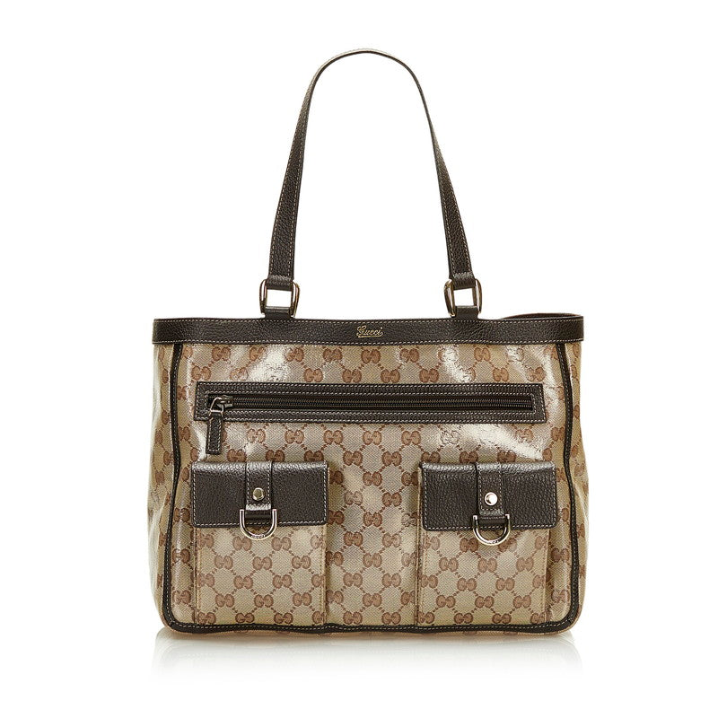 グッチ GGクリスタル トートバッグ 268639 ベージュ PVC レザー レディース GUCCI 【中古】