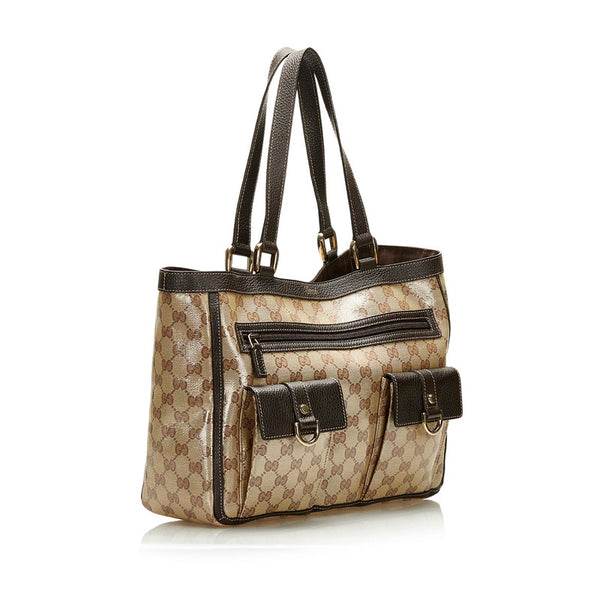 グッチ GGクリスタル トートバッグ 268639 ベージュ PVC レザー レディース GUCCI 【中古】