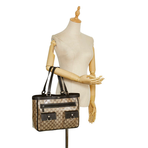 グッチ GGクリスタル トートバッグ 268639 ベージュ PVC レザー レディース GUCCI 【中古】