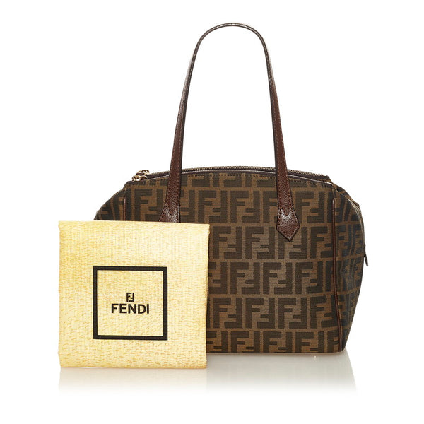 フェンディ ズッカ ハンドバッグ 8BL120 ブラウン キャンバス レザー レディース FENDI 【中古】