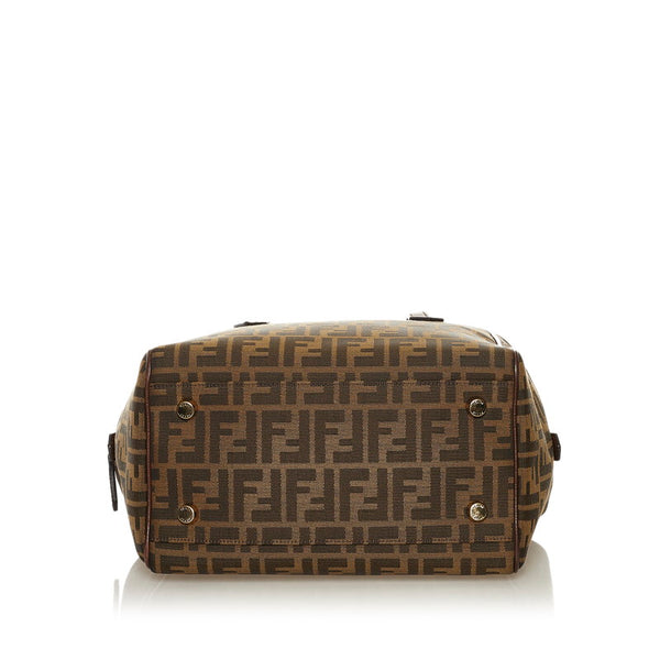 フェンディ ズッカ ハンドバッグ 8BL120 ブラウン キャンバス レザー レディース FENDI 【中古】