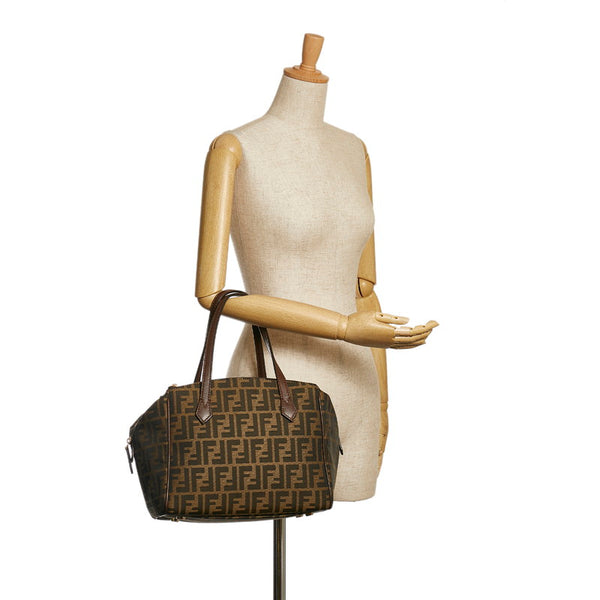フェンディ ズッカ ハンドバッグ 8BL120 ブラウン キャンバス レザー レディース FENDI 【中古】