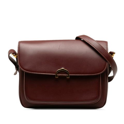カルティエ マストライン 斜め掛け ショルダーバッグ ワインレッド ボルドー レザー レディース CARTIER 【中古】