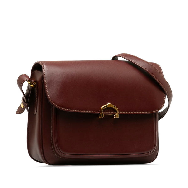 カルティエ マストライン 斜め掛け ショルダーバッグ ワインレッド ボルドー レザー レディース CARTIER 【中古】