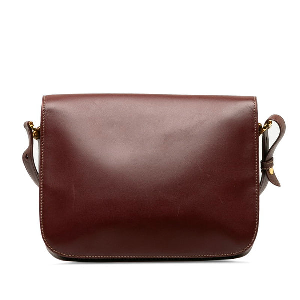 カルティエ マストライン 斜め掛け ショルダーバッグ ワインレッド ボルドー レザー レディース CARTIER 【中古】