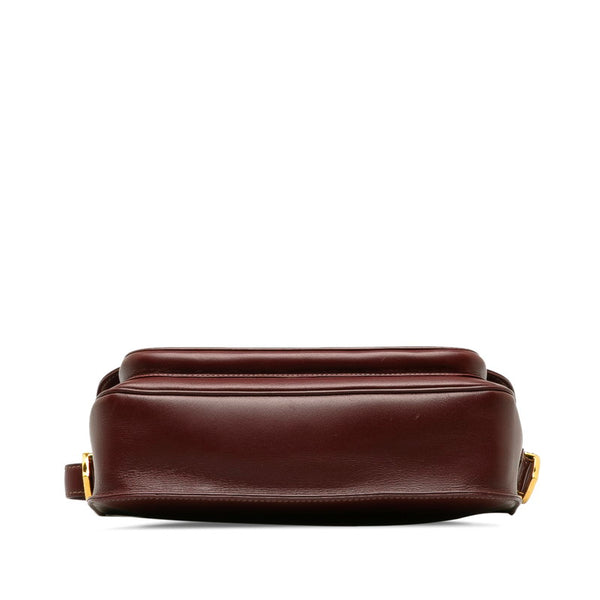 カルティエ マストライン 斜め掛け ショルダーバッグ ワインレッド ボルドー レザー レディース CARTIER 【中古】