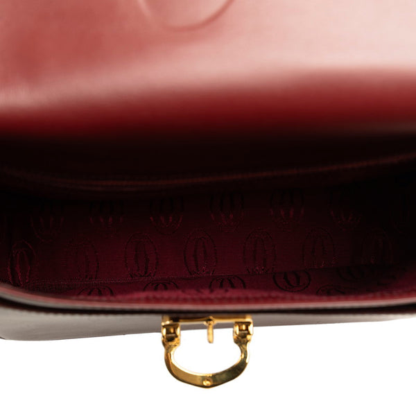 カルティエ マストライン 斜め掛け ショルダーバッグ ワインレッド ボルドー レザー レディース CARTIER 【中古】