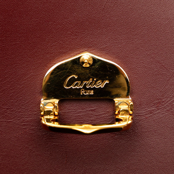 カルティエ マストライン 斜め掛け ショルダーバッグ ワインレッド ボルドー レザー レディース CARTIER 【中古】